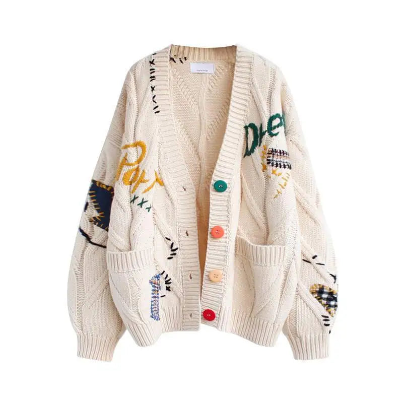 Letter Embroidery Loose Sweaters