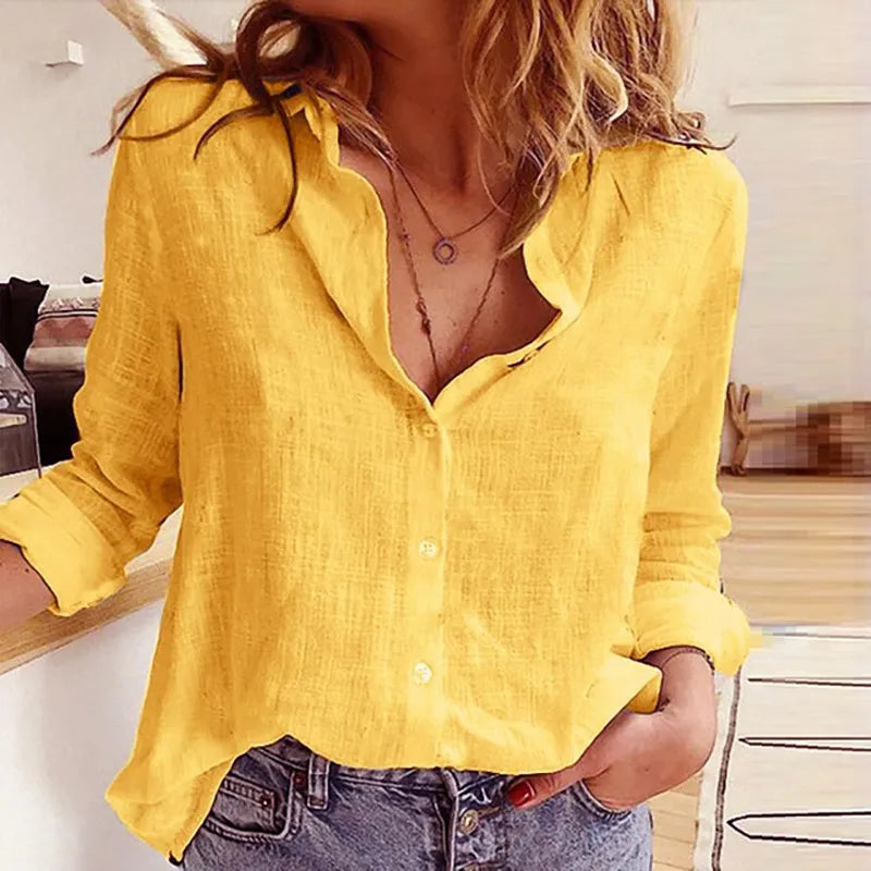 Lapel Cotton Linen Top