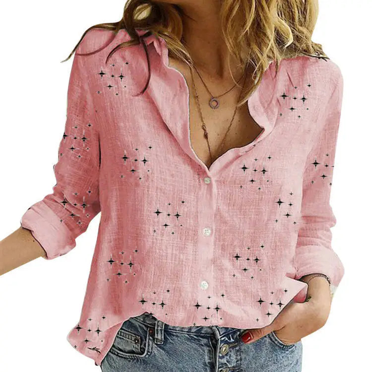 Lapel Cotton Linen Top
