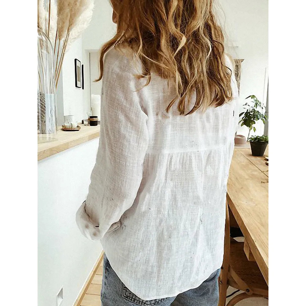Lapel Cotton Linen Top