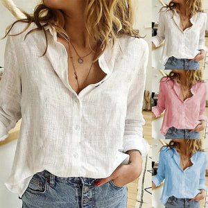 Lapel Cotton Linen Top