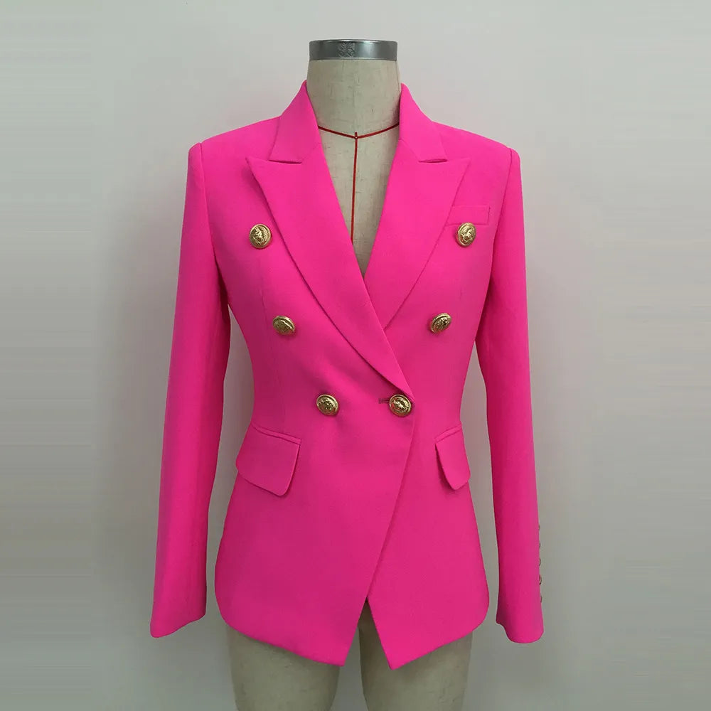 Double Breasted Metal Lion Buttons Blazer Outer