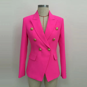 Double Breasted Metal Lion Buttons Blazer Outer
