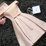 #1443 Off-the-shoulder Box Pleat Mini Dress with Band and Bow
