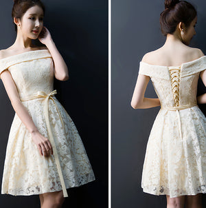 #1490 Off-the-shoulder Box Pleat Mini Dress with Bow