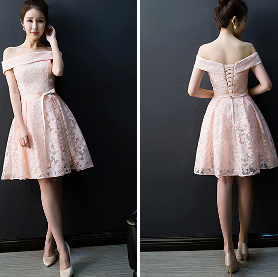 #1490 Off-the-shoulder Box Pleat Mini Dress with Bow
