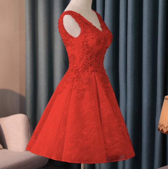 #1492 V Neck Embroidered Crochet Lace Mini Dress