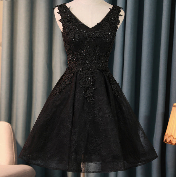 #1493 V Neck Embroidered Crochet Lace Mini Dress
