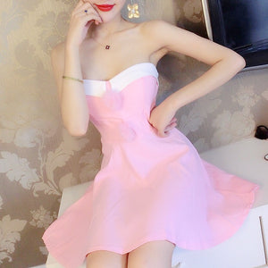 #1500 Tube Pleat Mini Dress with Balls