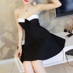 #1500 Tube Pleat Mini Dress with Balls
