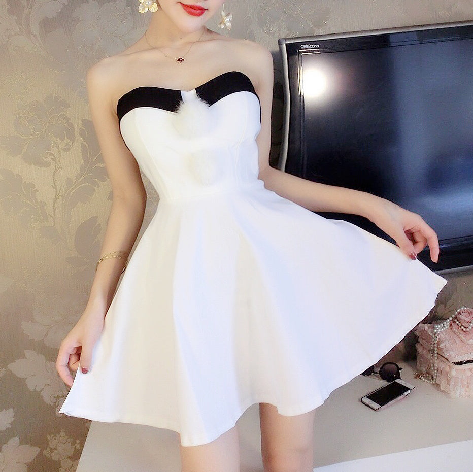 #1500 Tube Pleat Mini Dress with Balls
