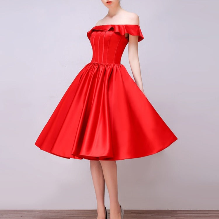 #1560 Lotus Off-the-shoulder Pleat Midi Dress
