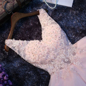 #1177 V Neck Floral Embellish Organza with Beads Mini Dress