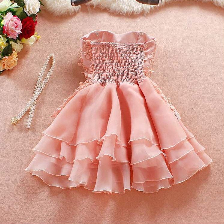 #572 Tube Floral Lace in Layers Super Mini Dress with Beads Belt