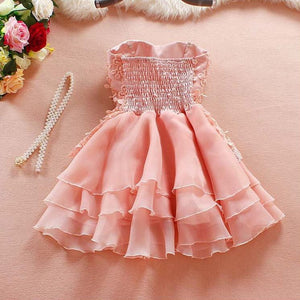 #572 Tube Floral Lace in Layers Super Mini Dress with Beads Belt