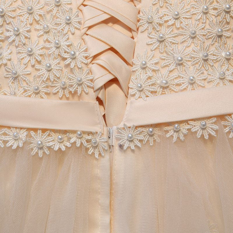 #1178 Embellished Beads V Back Mini Dress Band with Bow