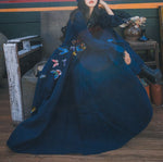 #1168 Needle and Thread Butterfly Embellished Organza Midi Dress with Fluted-Long Sleeves